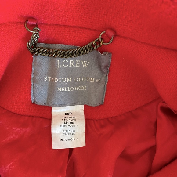 J Crew Women’s Red Pea Coat Stadium Cloth Nello Gori - Picture 2 of 9